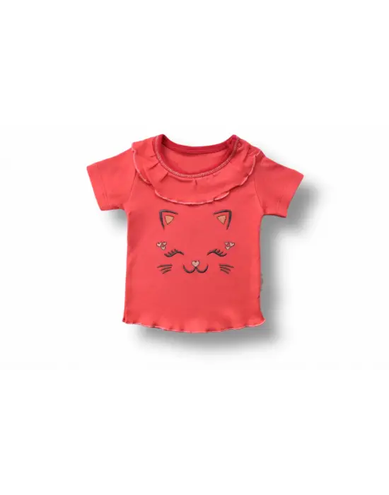 Trend Kedi Baskılı Kısa Kollu 3lü Bebek Takımı