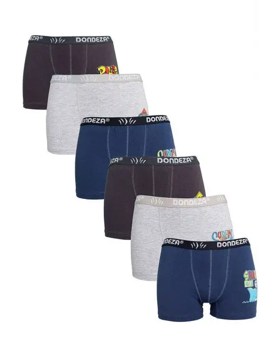 Omarı Renkli Desenli Erkek Çocuk Boxer Seti