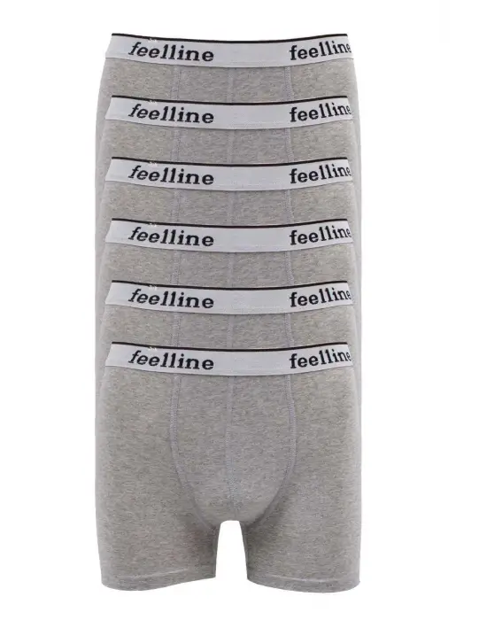 Omarı Doğal Pamuklu Gri Likralı Erkek Boxer Seti