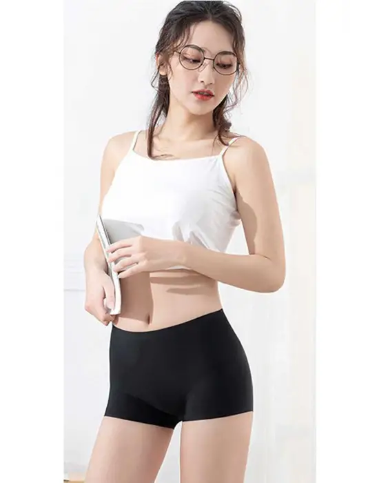 6 Adet Kadın Dikişsiz Görünmez İz Yapmaz Mini Şort Boxer Siyah Beyaz Ten