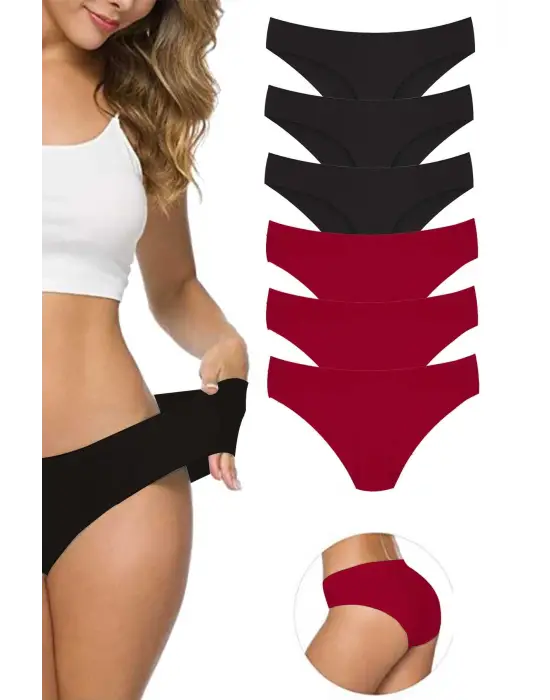 6 Adet Kadın Dikişsiz Lazer Kesim Esnek İz yapmayan Külot S5