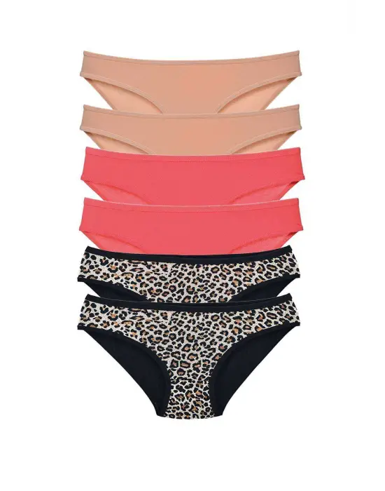 Şık Kadın Slip Külot Leopar Ten Fuşya