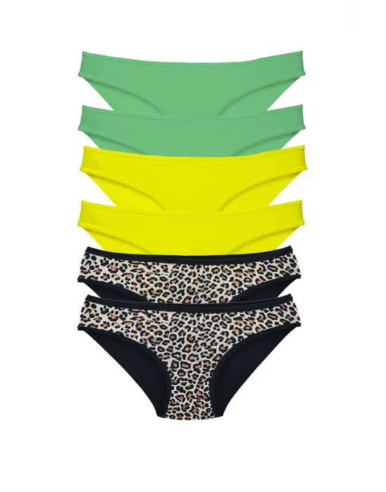Çarpıcı Kadın Slip Külot 6lisi Leoprints