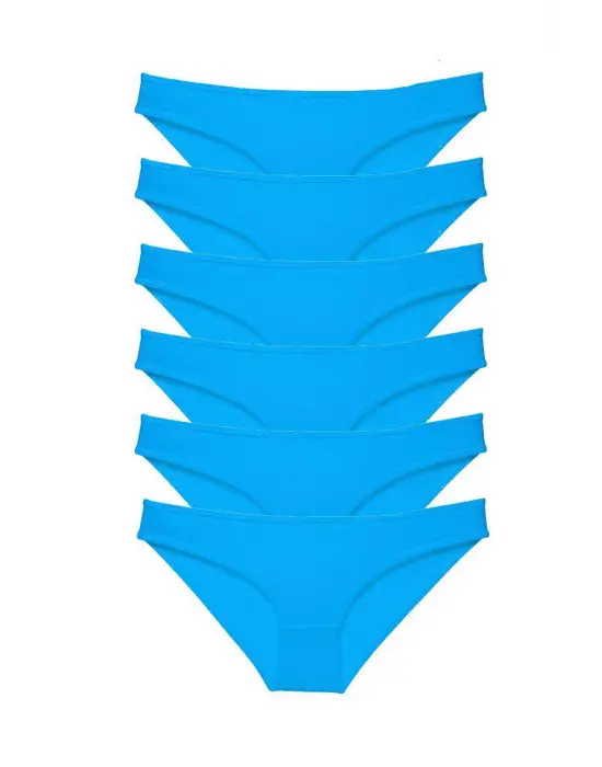 Şık Likralı Kadın Slip Külot Mavi Set