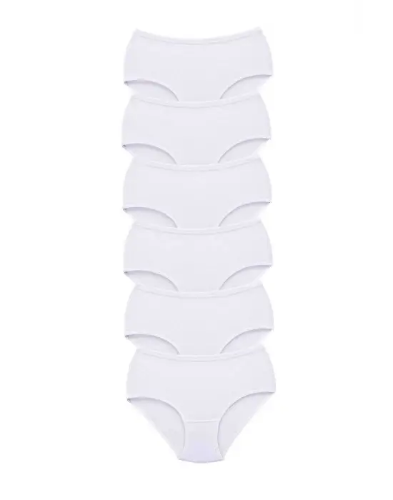 6 Adet Tutku Kadın Yüksek Bel   Kalın Lastik Külot Beyaz