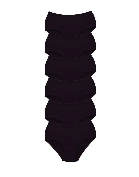 6 Adet Tutku Kadın Yüksek Bel   Kalın Lastik Külot Siyah