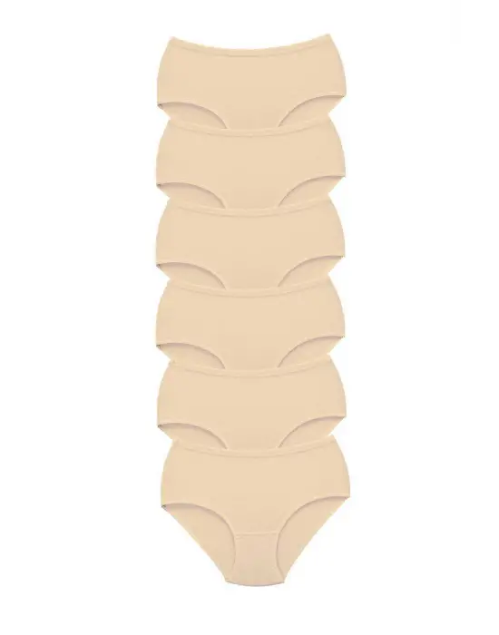 6 Adet Tutku Kadın Yüksek Bel   Kalın Lastik Külot Ten