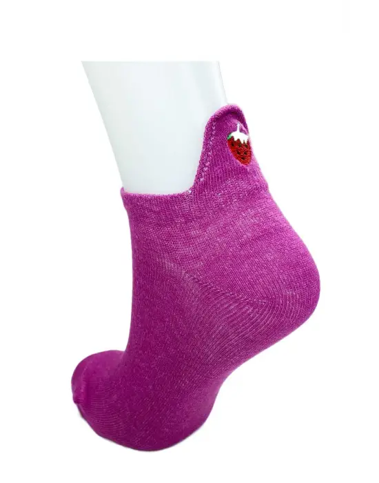 Omarı Çilek Nakış Baskılı Yumuşak Kadın Bilek Çorabı