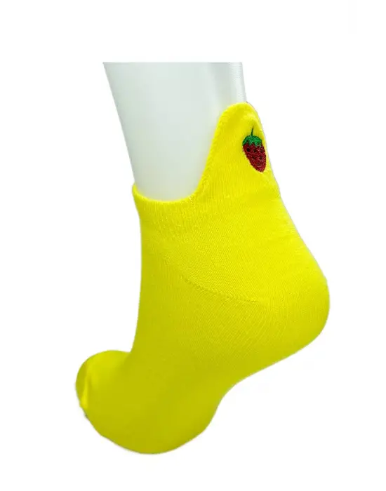 Omarı Çilek Nakış Baskılı Yumuşak Kadın Bilek Çorabı