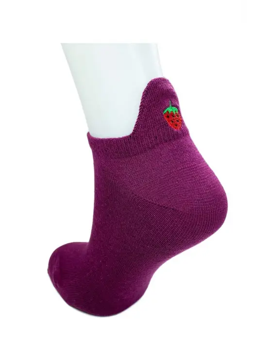 Omarı Çilek Nakış Baskılı Yumuşak Kadın Bilek Çorabı