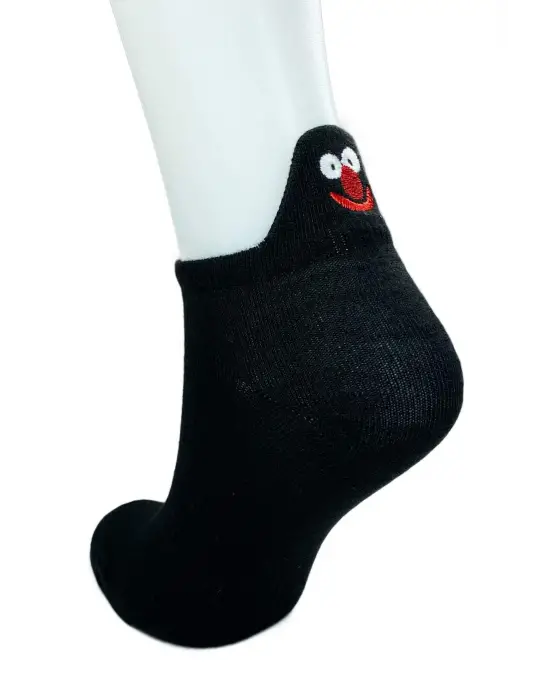 Emoji Desen Nakış Baskılı Kadın Pamuklu Bilek Çorap