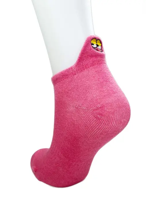 Emoji Desen Nakış Baskılı Kadın Pamuklu Bilek Çorap