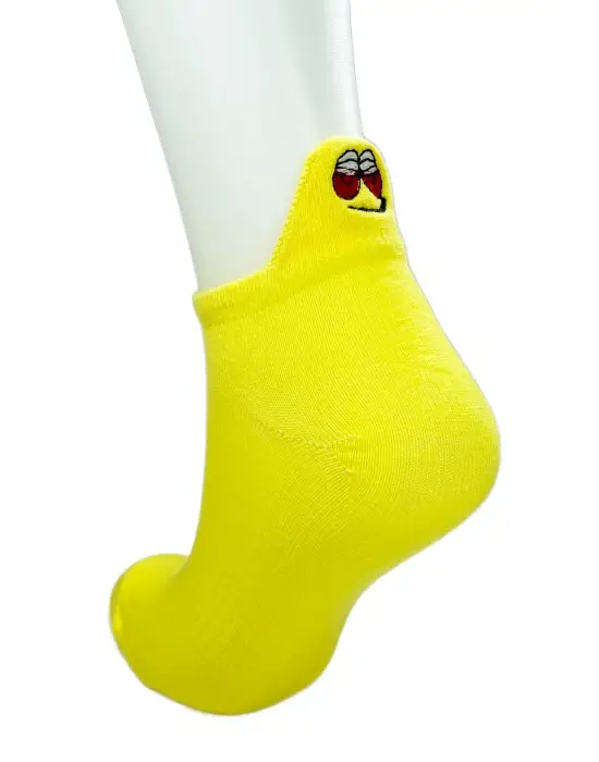 Emoji Desen Nakış Baskılı Kadın Pamuklu Bilek Çorap