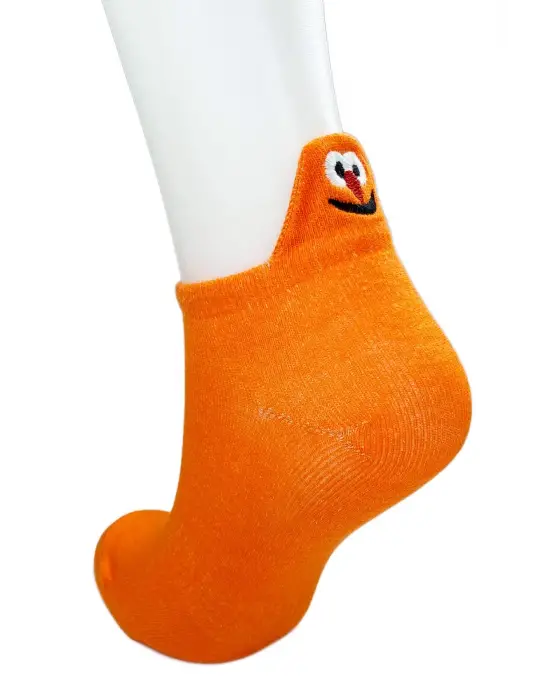 Omarı Eğlenceli Emoji Desenli Kadın Pamuklu Bilek Çorapları