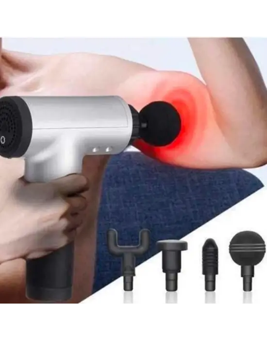 6 Farklı Seviyeli Titreşimli 4 Farklı Başlıklı Büyük Boy Masaj Tabancası