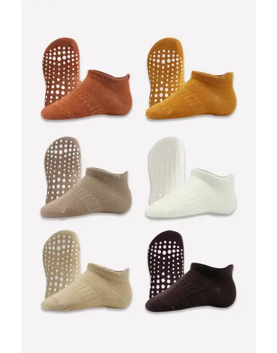 Omarı Kaymaz Penye Çorap Seti - 6lı Sneakers Çoraplar