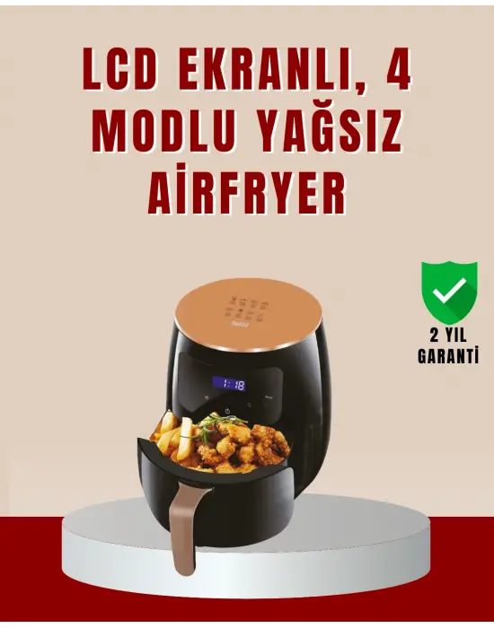 6 Litre Büyük Kapasiteli Dokunmatik Airfryer 2400w Yağsız Fritöz