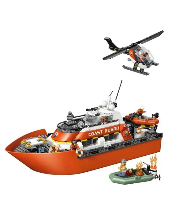 60504 Lego City Sahil Güvenlik Kurtarma Botu ve Helikopteri 742 parça +7 yaş