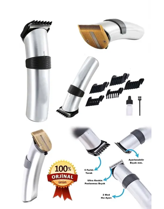 609 Profesyonel Şarjlı Saç Sakal Kesme Tıraş Makinesi Erkek Tıraş Makine Seti