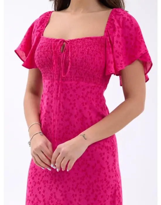 Omarı Omuz Detaylı Bahar Elbisesi