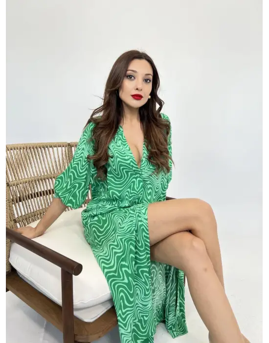 Omarı Siyah Göğüs Detaylı Uzun Elbise