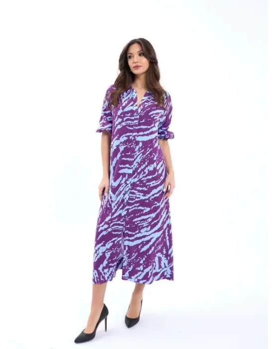 Omarı Çiçek Desenli Yaz Elbisesi