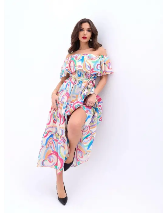 Omarı Kadife Kumaşlı Siyah Abiye Elbise