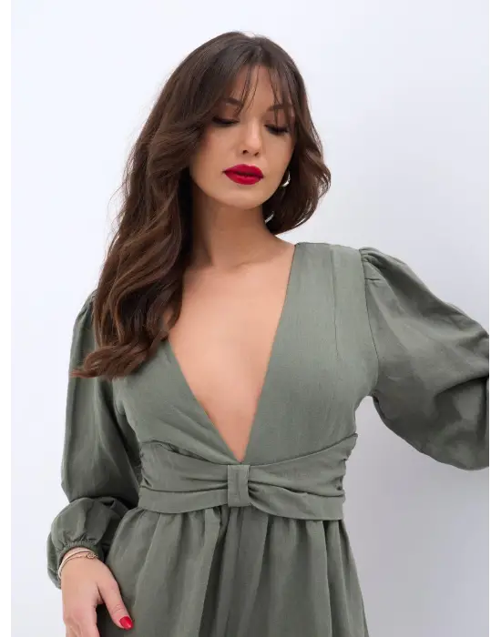 Omarı Trend Haki Tulum Elbise