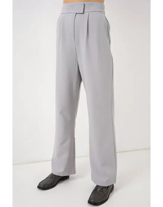 6612 Yüksek Bel Kumaş Pantolon - Gri