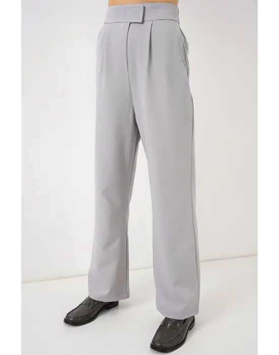 6612 Yüksek Bel Kumaş Pantolon - Gri