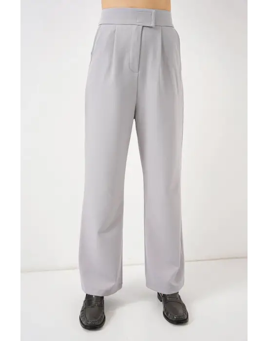 6612 Yüksek Bel Kumaş Pantolon - Gri
