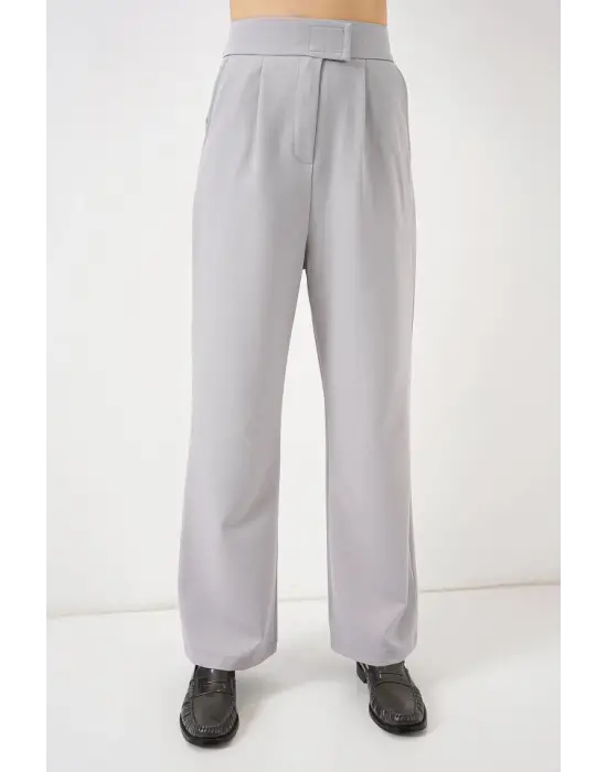 6612 Yüksek Bel Kumaş Pantolon - Gri