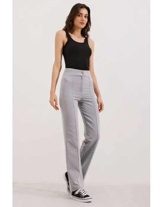 6629 Yüksek Bel Palazzo Pantolon - Gri