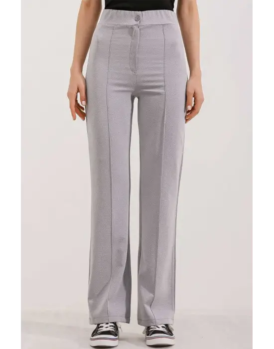 6629 Yüksek Bel Palazzo Pantolon - Gri