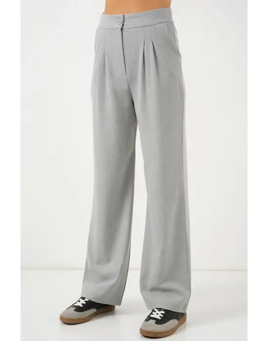 6638 Yüksek Bel Palazzo Pantolon - A.Gri