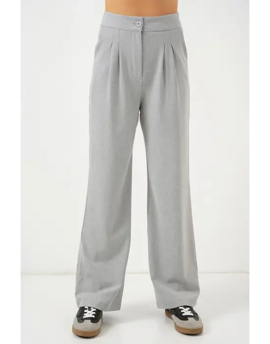 6638 Yüksek Bel Palazzo Pantolon - A.Gri