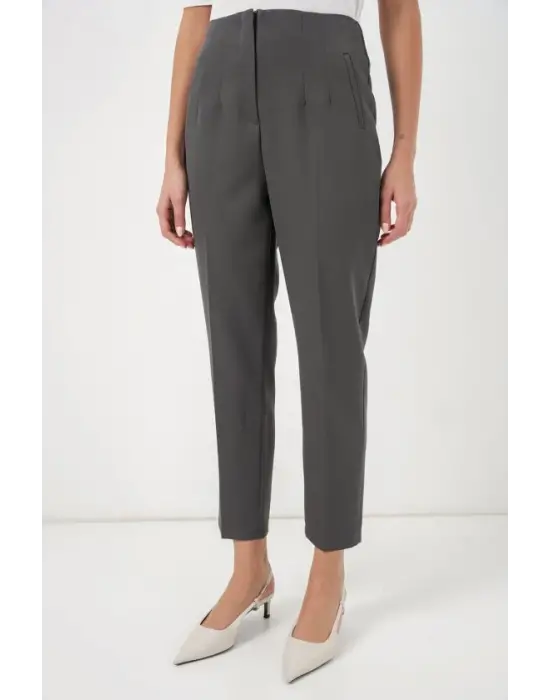 6650 Yüksek Bel Kumaş Pantolon - Antrasit