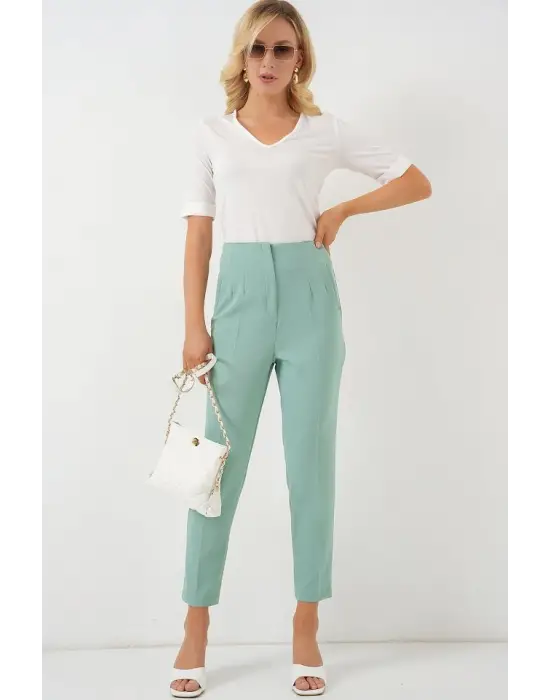 6650 Yüksek Bel Kumaş Pantolon - Mint