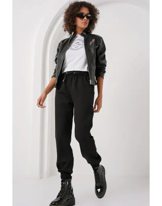 6674 Paçası Lastikli Eşofman Altı - Siyah