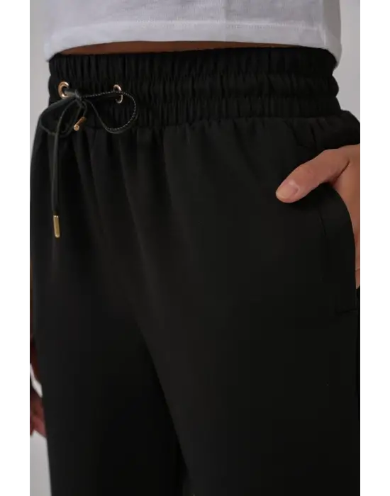 6674 Paçası Lastikli Eşofman Altı - Siyah