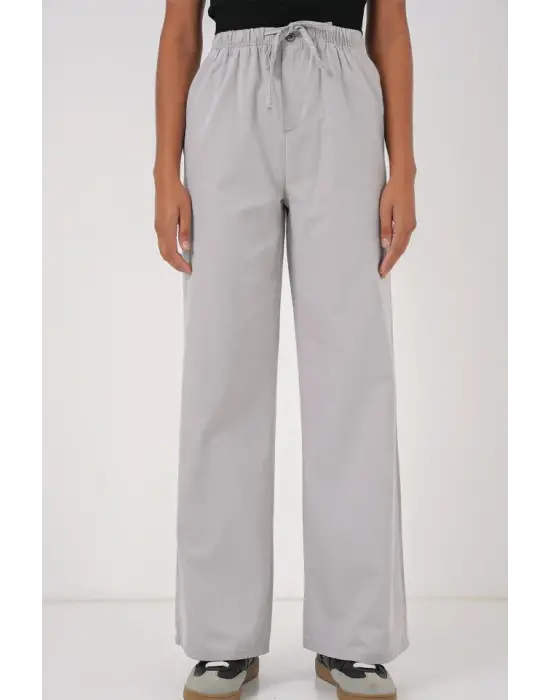 6690 Bol Paça Yüksek Bel Pantolon - Gri