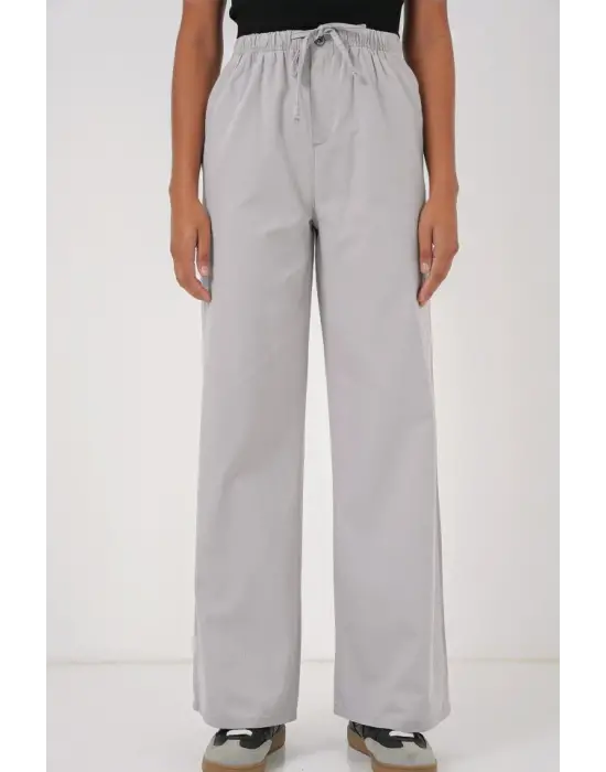 6690 Bol Paça Yüksek Bel Pantolon - Gri