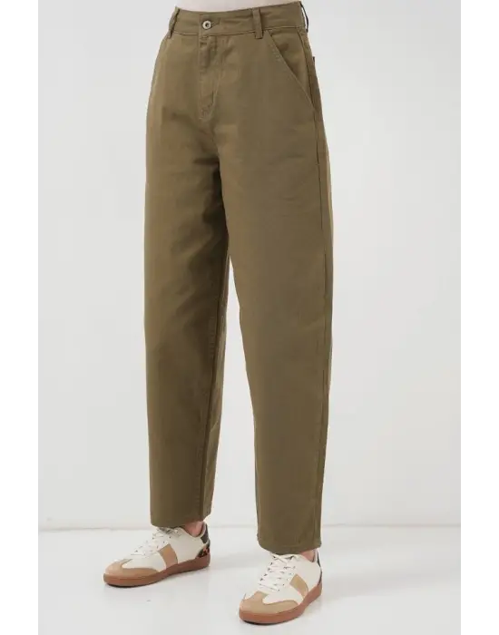 6703 Yüksek Bel Kot Pantolon - Haki