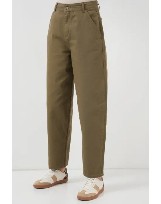6703 Yüksek Bel Kot Pantolon - Haki