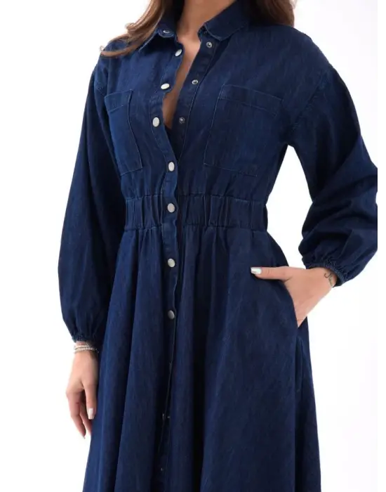 Omarı Mavi Kot Elbise: Tarzınıza Modern Bir Dokunuş