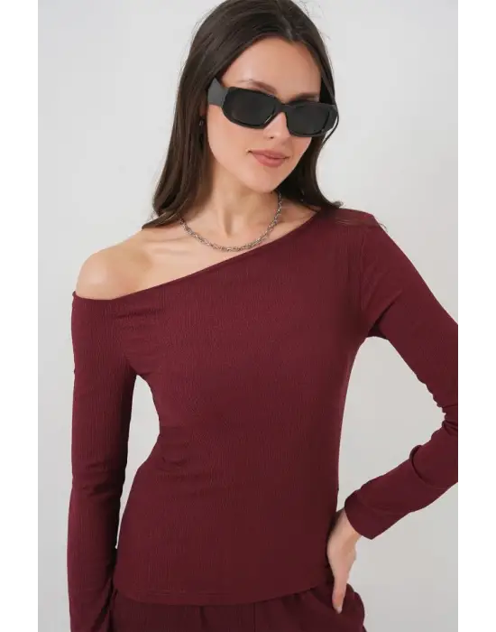 6708 Düşük Omuz Alt Üst Takım - Bordo