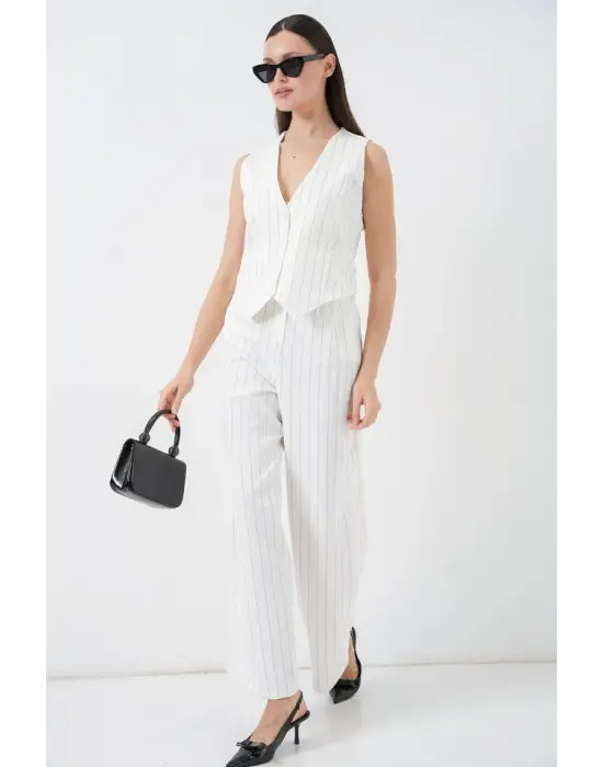 6709 Yelek Pantolon İkili Takım - B.Beyaz