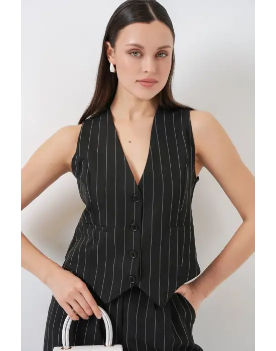 6709 Yelek Pantolon İkili Takım - D. Siyah