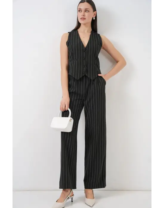 6709 Yelek Pantolon İkili Takım - D. Siyah