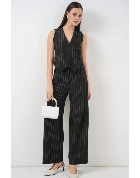 6709 Yelek Pantolon İkili Takım - D. Siyah